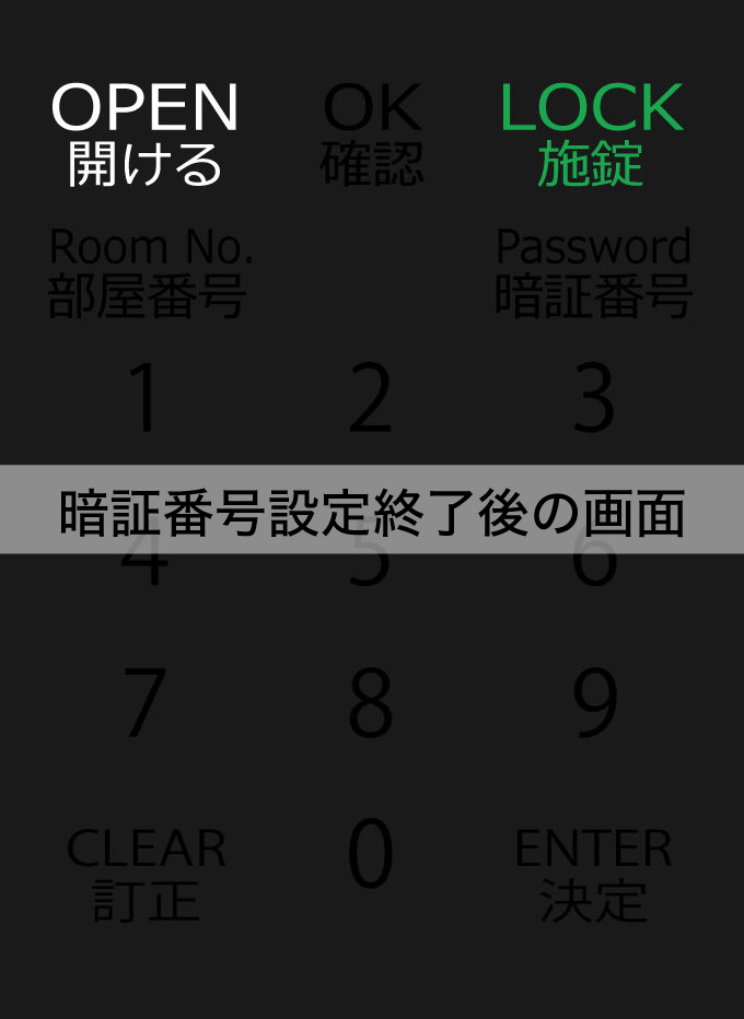 暗証番号設定終了後の画面