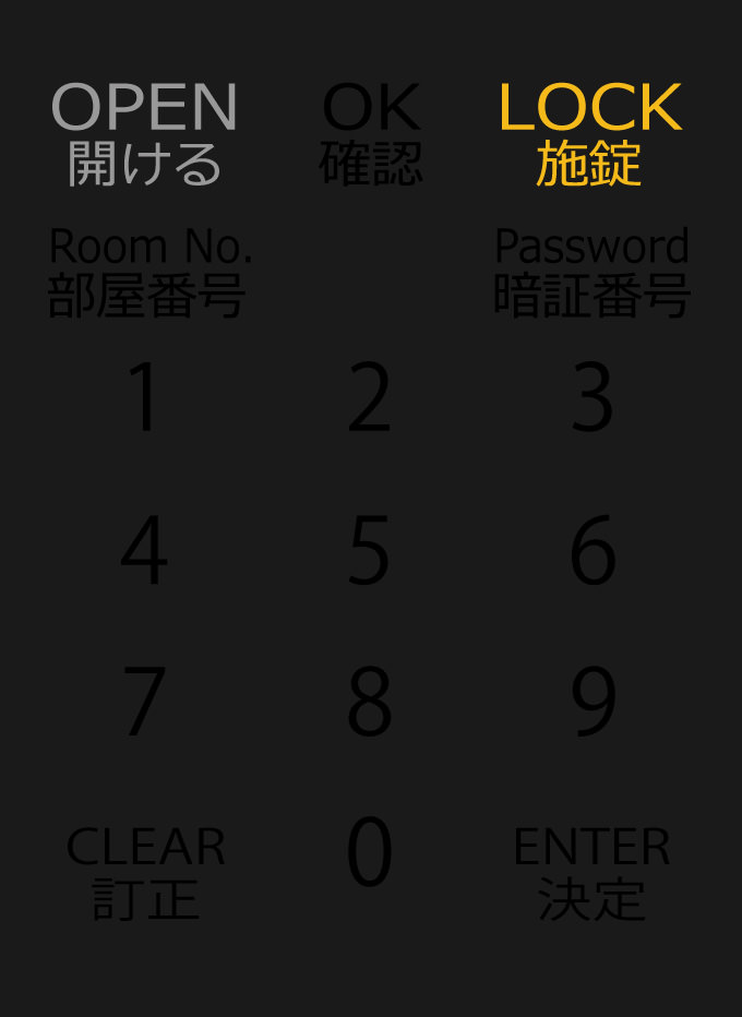 9.「LOCK」が黄色に点灯します。