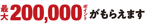 最大200,000ポイントがもらえます