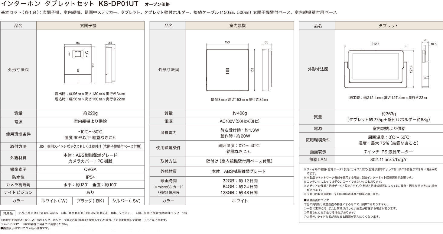 2021公式店舗 インターフォン Nasta Interphone 有線モデル タブレットセット ブラック KS-DP01UT-BK スマホ連動  防犯対策 インターホン ナスタ メーカー直送