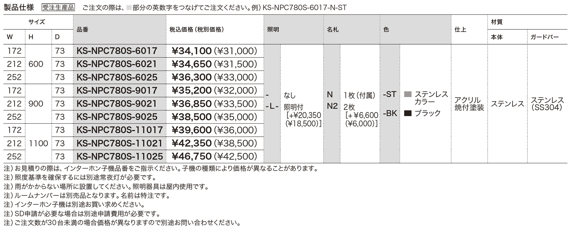 インターホンパネル KS-NPC780S | 表示・サイン | 製品情報 | 株式会社 